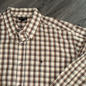 Knights Sportswear-Mens Long Sleeve Button Down Shirt-3XLT XXXL Tall- Tan Plaid